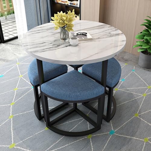 Solid Wood Dining Table Set with Drop Leaf and 4 Chairs Extendable for Kitchen, Dining Room, Living Room, Restaurant 1.4m (Beige)