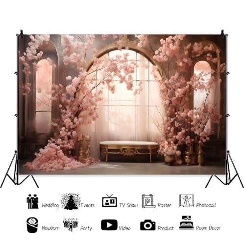 Fondo Fotográfico Leowefowa 10x8ft Flores Rosadas miniatura 5