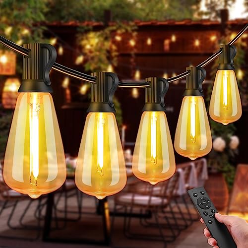 Utomhus Fairy Lights Batteri Julljus Outdoor 4 lägen med fjärrkontroll Timer 50FT Dimbar 20+2 LED ST38 lampor IP54 Väderbeständig LED Fairy Lights Utomhus för trädgård Juldekoration
