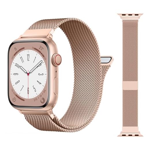 Pulseira patenteada de malha milanesa compatível com Apple Watch séries 9/8/7/6/5/4/3/Ultra/2/1/SE, 49 mm, 45 mm, 44 mm, 42 mm, 41 mm, 40 mm, 38 mm, fivela magnética de aço inoxidável, unissex