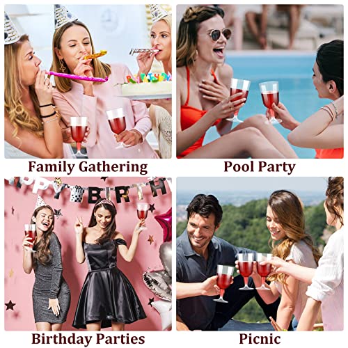 Meanplan 100 Pcs Plastic Wine Glasses With Stem 6Oz Plastic Party Wine Cups Stackable Disposable Wine Glasses For Parties And Wedding Picnics (Clear,Simple Style) #TOP6
