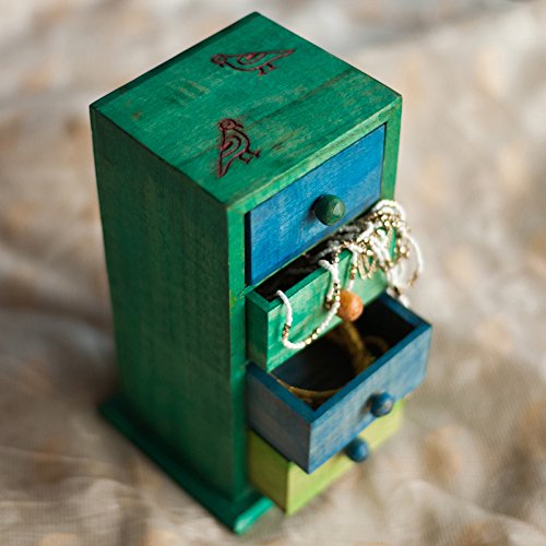 ExclusiveLane Multicolured Wooden Parrot Hand Carved Multi-Utility Chest Drawers -Jewellery Organizer for Home Storage Organiser Jewelry Box for Women Girls Decorative Box for Storing Jewellery