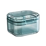 Multifunction Orthodontic Retainer Soak Clean Mouth Guard Container Denture Case Braces Storage Box Tooth Socket Box(Blue)