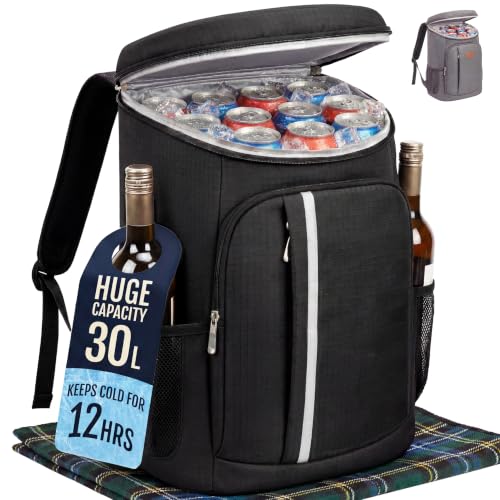 Image of Tydi Cooler Backpack Insulated – 30L Cool Bag Rucksack Backpack Cooler – Cool Bag Back Pack for Picnic, Camping, Hiking – Black