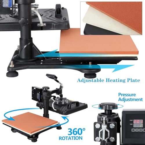 image for F2C 5 in 1 Pro Heat Press Machine 12x15 Digital Heat Transfer Sublimat
