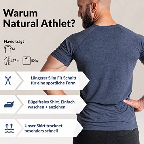 Natural Athlet Slim-Fit Fitness T-Shirt für Herren – Schnelltrocknend – für Gym und Workout –KeySpecifikationen: 100% Po