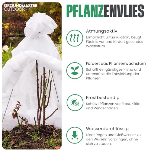 GroundMaster Gartenvlies Wasserdurchlässig 2 x 10 M / 17GSM - Pflanzen Frostschutz Vlies für Hochbeet & Pflanzen - Atmungsaktives & UV-Beständiges Pflanzenschutznetz - Pflanzenvlies Winterschutz