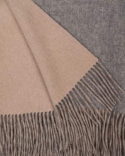 Alashan Cashmere Blend Double Faced Throw-Super Soft and Luxe Fabric- Perfect for Cozy Nights! 95% Merino Wool/5% Cashmere, 50" x 70", Great Gift Item. - Ash & Bisque