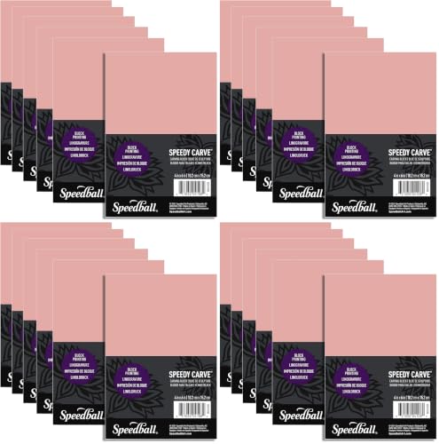Image of Speedball Speedy-Carve Premium Printmaking Blocks - 4 inch x 6 inch Pink Carving Material, Soft & Precise (24-Pack) - Perfect for Custom Stamps, Block Printing & Art Projects