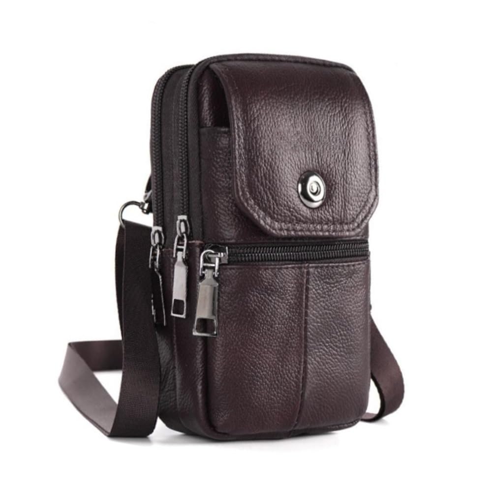 Leather Small Sling Crossbody Side Bag for Men and Women Travel Mobile Phone Passport Holder Pouch