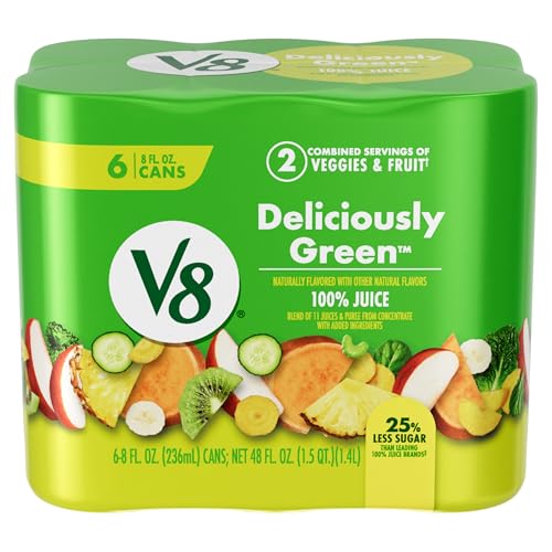 V8 Deliciously Green 100% Fruit and Vegetable Juice, 8 fl oz Can (6 Pack)