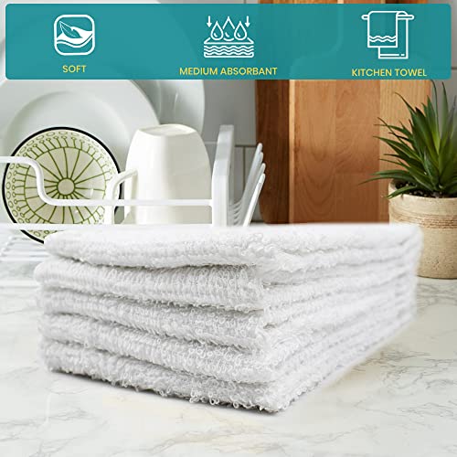 Pearl Linens Economy Cotton Terry Multipurpose Towels Bulk Pack- Use As Gym Towels, Hand Towels, Kitchen Towels, Dishcloth Sets, Pack Of 24, Soft, Highly Absorbent, 15 X 25 In, White #TOP3