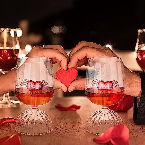 Creative Wine Glass Cocktail Glasses Set Of 2 Martini Glasses 12Oz Unique Wine Glasses Heart-Shaped Romantic Cocktail Drinkware For Wedding Home Bar Party #TOP5