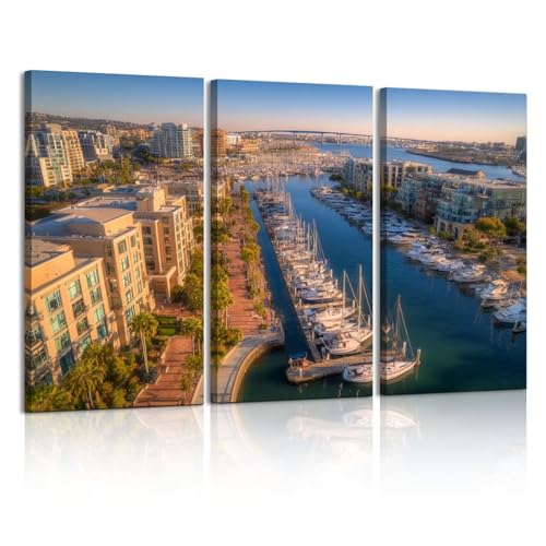 3 Piece Canvas Wall Art Aerial Drone View Corpus Christi