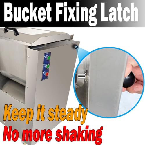 Food prep with electric meat vegetable mixer blender in commercial kitchen setting