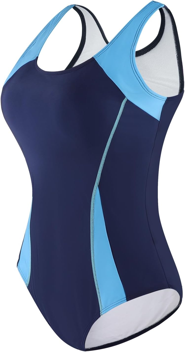 ITODA Athletic 1 Piece Racerback Swimsuit Women's Full Coverage Modest Tummy Control Swimming Bathing Suit High Cut Swimwear - Image 5