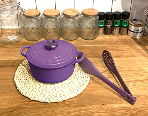 Detachable 3 In1 Nylon Tongs Food Serving Cooking Spoon Salad Dessert Pasta Spaghetti Servers Colorful Black Purple Red Pink (Purple) #TOP6