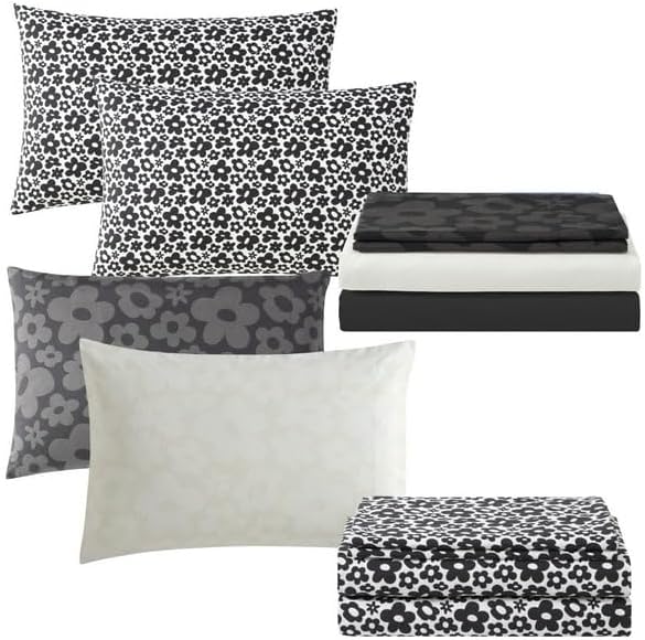 Urban Lifestyle Stylish Cozy 8 Piece Floral Sheet Set, Includes 4 Pillow Cases, 2 Flat Sheets, and 2 Fitted Sheets,Queen