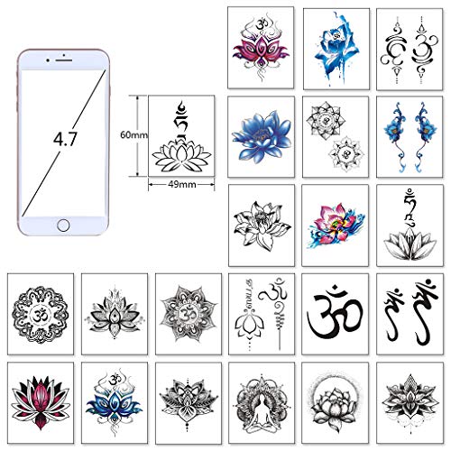 Cargen 30 Sheets Yoga Temporary Tattoo Set Lycoris Radiata Shabda Om Mandalas Lotus Elephant Peacock Feather Great Sticker #TOP1