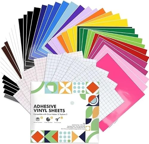 52 Pack Adhesive Vinyl Sheets with Transfer Paper