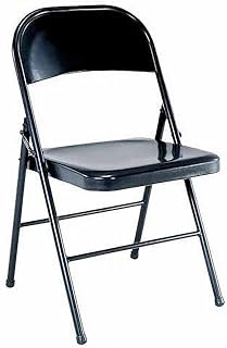 Folding Chairs Heavy Duty, All-Steel Metal Frame with Double Braced Design for Commercial Use, Portable Stackable Event Chairs for Church, Banquet, Conference, Wedding, Black