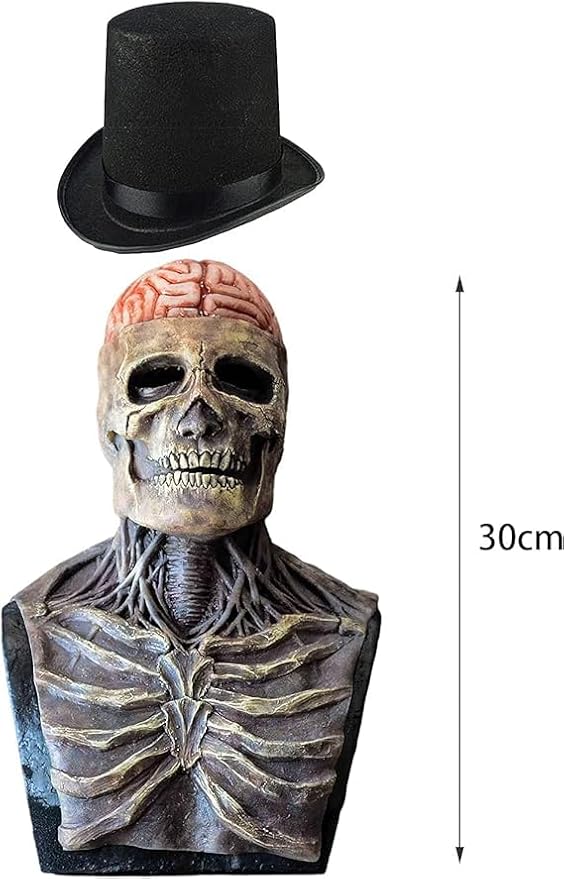 Máscara de calavera para Halloween, látex, mandíbula móvil, máscara espeluznante miniatura 2