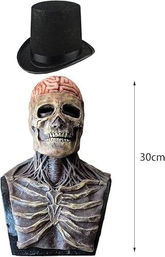 Littlevolesherry Halloween Skull Mask Scary Full Head Latex Skeleton Mask Moving Jaw,Creepy Biochemical Bare Brain Mask Halloween Decorations thumb #1