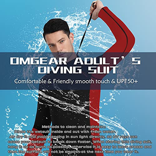 Omgear Mens Wetsuit 3Mm Neoprene Full Wetsuits Diving Surfing Suit Full Body Swimsuit Back Zipper Thermal Dive Suits For Freediving Scuba Snorkel (Red＆Black, L) #TOP5