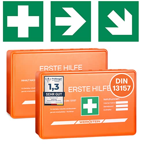 2x Erste Hilfe Kasten DIN 13157:2021 Small - Inkl. praktischer Wandhalterung, 5x Aufkleber, Gesichtsmasken & Feuchttücher - Verbandskasten DIN 13157 für Betriebe, Einrichtungen & Zuhause 2x Erste Hilfe Kasten DIN 13157:2021 Small - Inkl. praktischer Wandhalterung, 5x Aufkleber, Gesichtsmasken & Feuchttücher - Verbandskasten DIN 13157 für Betriebe, Einrichtungen & Zuhause