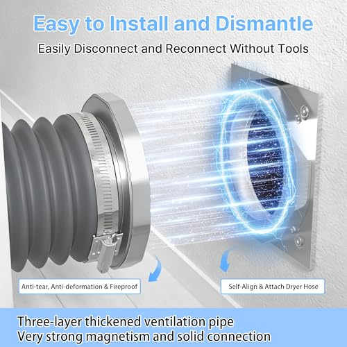 Wnfou Magnetic Dryer Vent Connector, Quick Connect Dryer Vent Hose Coupling with Strong Magnetic Seal, Easy Install Dryer Vent Adapter for 4 Inch Dryer Vent Hose, DVC-180 Compatible by Wnfou - Used condition - Image 2