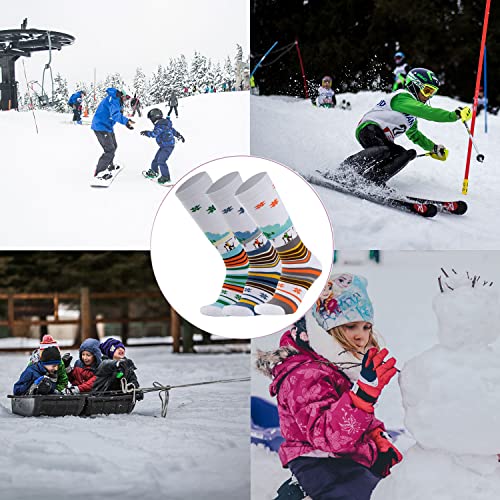Guoeappa Meias de esqui infantis, 2 pares/3 pares de meias quentes de algodão e snowboard na altura