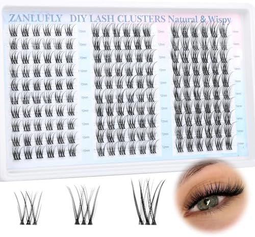 Lash Clusters Wispy Eyelash Clusters Natural C-Curly Cluster Lashes zanlufly Wispy Individual Lashes 180Pcs Eyelash Extension 10 12 14MM DIY Lash Extension