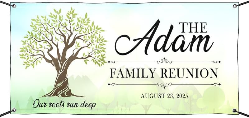 Customized Family Reunion Banner – Personalized Vinyl Sign for 2025 Family Gathering, Reunion Decorations, Tree Theme Picnic Banner, Welcome Sign, and Backdrop Display