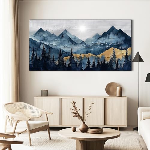 FUHAIHUA Large Wall Decor For Living Room Canvas Wall Art For Office Modern Wall Decorations For Bedroom Mountain Landscape Painting Abstract Pictures Artwork Room Home Decor 24x48 In