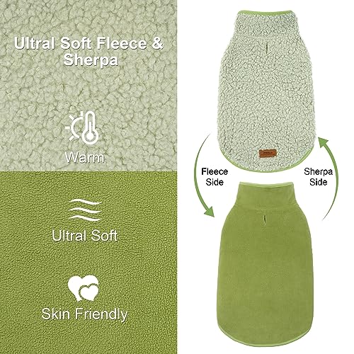 Image of cyeollo Sherpa Dog Coat Reversible Dog Jackets for Small Dogs, Green, S