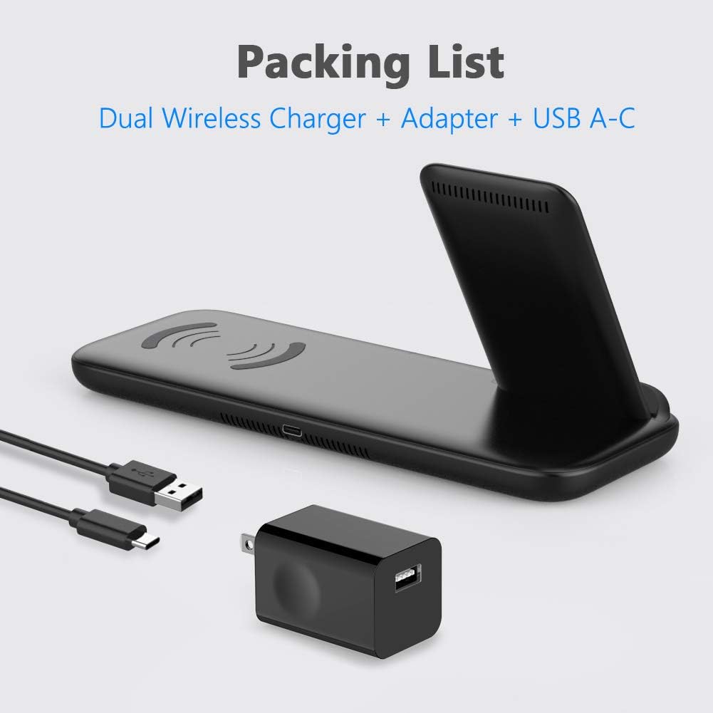 Wireless Charger,Yootech Dual Wireless Charging Pad for Samsung Galaxy Watch 4 Classic/3/Active2/1,Gear S4/S3/Sport,Galaxy Buds 2/Pro/Live,Fast Charger Galaxy S21/S20/S10/S9(with Quick Adapter) (Blue)