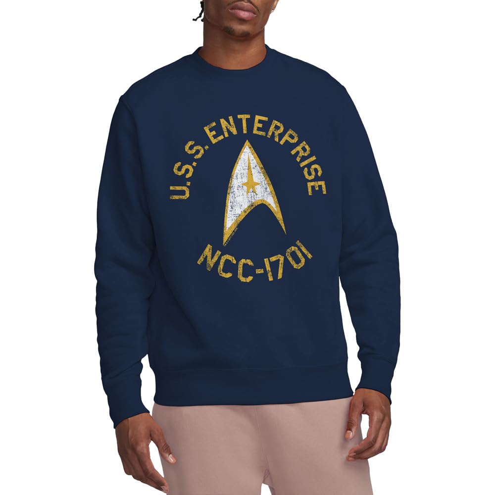 Star Trek Unisex Navy Collegiate Crew Sweatshirt, XX-Large