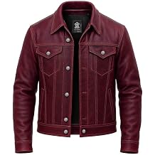 Mens Genuine Distressed Leather Motorcycle Jacket Trucker - American Style Vintage Western Trucker Jacket Men