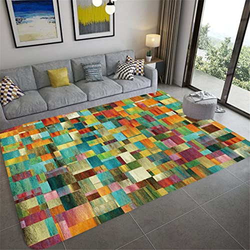 Tapis pour chambre à coucher et salon motif coloré 160x230 cm à poils denses et lavable