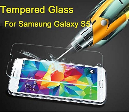 eTECH Collection 1 piece of Premium Tempered Glass Screen Protector for Samsung Galaxy S5 / SV / i9700 -- Highest Quality Premium Anti-Scratch Bubble-free Reduce Fingerprint No Rainbow Washable Screen Protector Easy Install Product [0.33mm, 2.5D Rounded Edges] - Free Shipping From USA