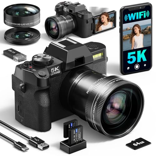 5K&64MP Digital Cameras for Photography&Video, Vlogging Camera for YouTube, Compact