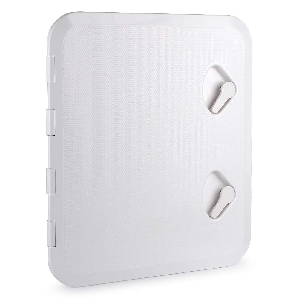 Dilwe Pokrywa Luku Pokładowego ABS Płyta Pokładu Morskiego 460 X 510 Mm z Białym Wykończeniem Stabilizowanym Promieniami UV, antypoślizgową pokrywą i Zawiasem 180 Stopni do Dostępu do Płaskiej