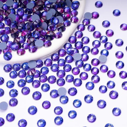 Image of Hotfix Rhinestones Bulk 3000PCS SS6 (1.9-2.1mm), Purple Velvet Glass Rhinestones for Clothes, Tumblers, Shoes DIY, Heat Transfer Flatback Gems for Crafts & Decoration