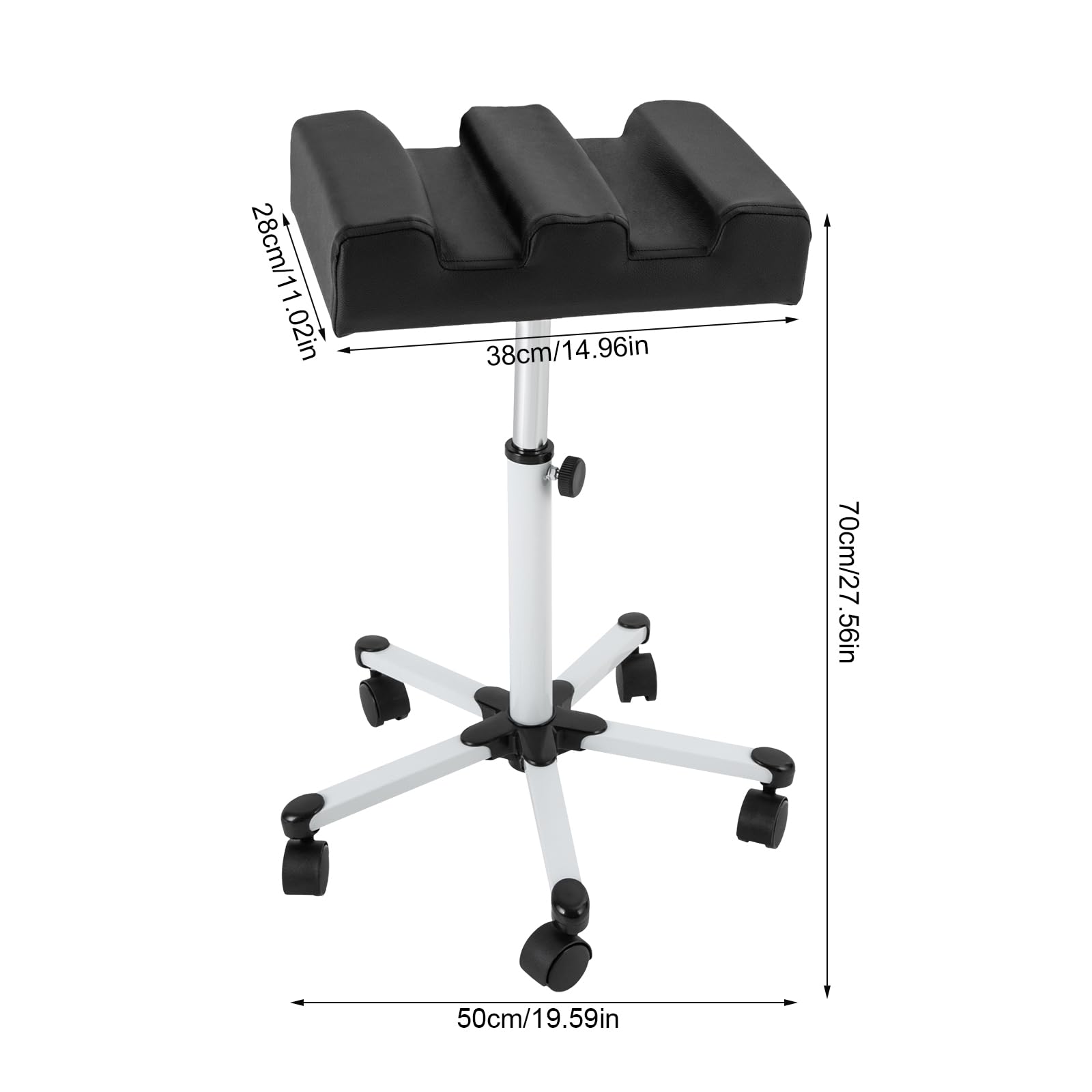 Silla de pedicura, Taburete de Pedicura Ajustable Manicura Reposapiés Pedicura Taburete con Ruedas Reposapiés para Ayudar a Cuidado de los Pies de Manicura y Pedicura
