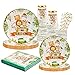 Party Fournitures Jungle Animaux, 80 Pièces Vaisselle de Fournitures de Fête à Thème Jungle Animals avec Assiettes Tasses Serviettes pour Garçon et Filles Fêtes Anniversaire Été 20 invités