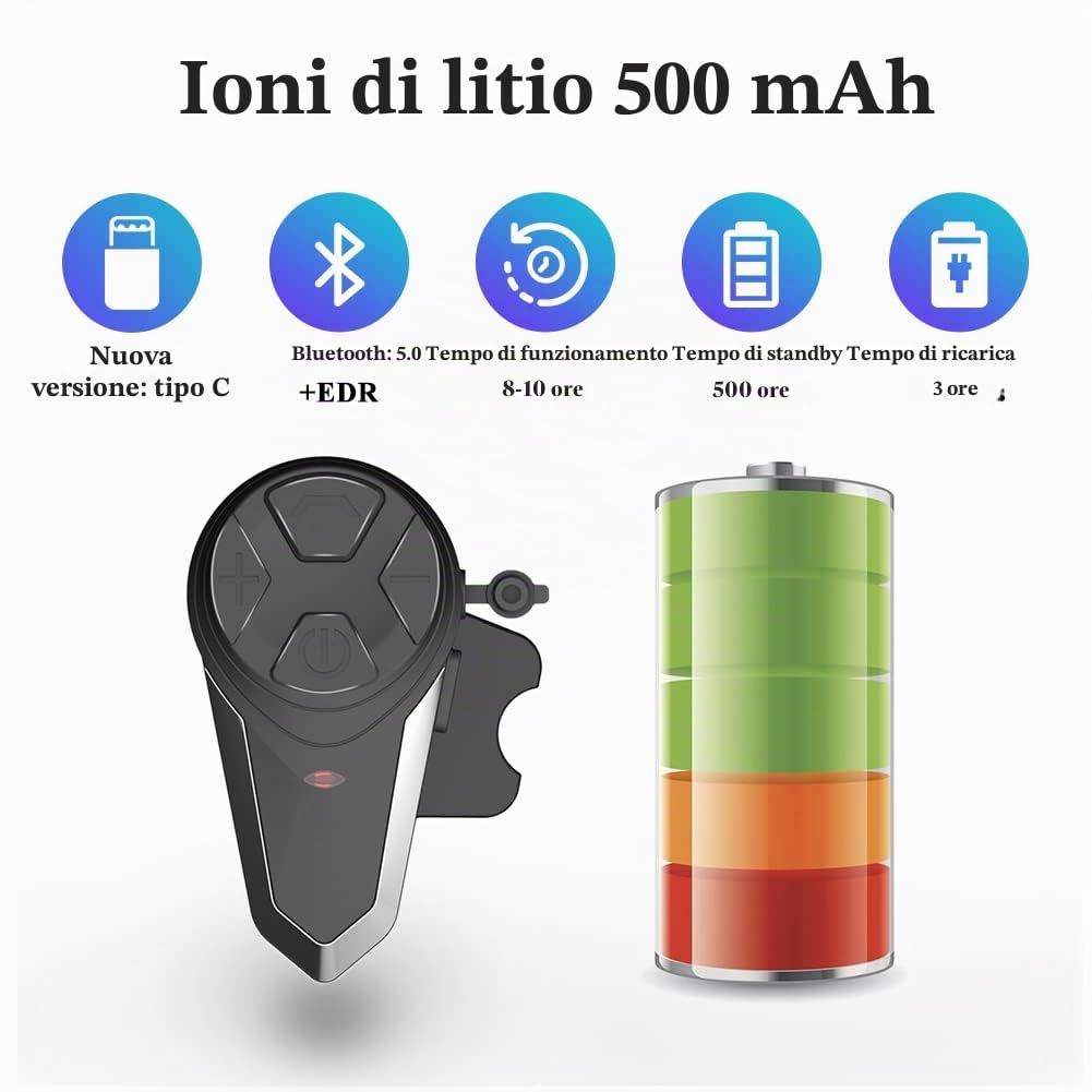 BT-S3 1000m Cuffie per casco interfono Cuffie Sistemi di comunicazione in tempo reale Vivavoce Radio FM Impermeabile Interfono Bluetooth per 2 o 3 Riders(2 Pezzi)