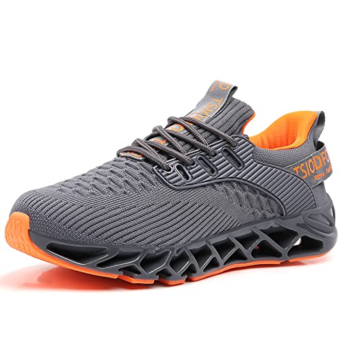 SKDOIUL Men Sport Running Sneakers Tennis Athletic Walking Shoes Mesh Breathable Comfort Fashion Casual Gym Runner Jogging Trainers Grey Size 8