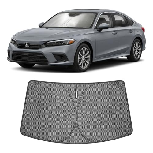 Image of Proadsy Windshield Sun Shade Custom Fit Honda Civic 11th Gen 2022-2026 Ice Crystal Black Front Window Sunshade UV and Heat Blocker Foldable Visor Keeps Car Cooler for Summer Parking and Daily Use