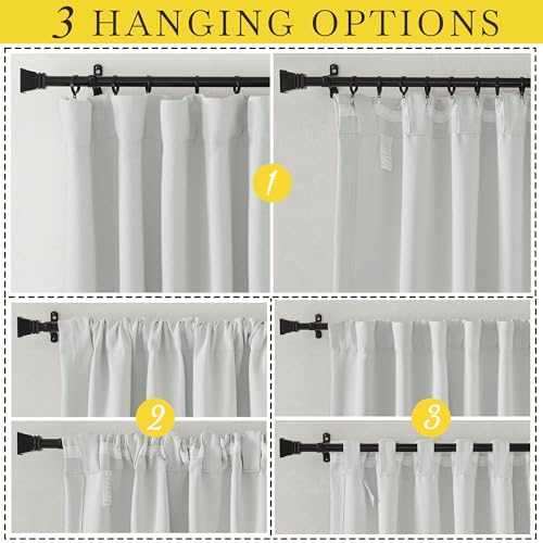 NICETOWN Faux Linen Room Darkening Living Room Curtains, Pinch Pleated Curtains Thick Linen Blend Thermal Insulated Noise Reducing Window Drapes for Bedroom, Greyish White, W50 x 96, Set of 2 - image 2
