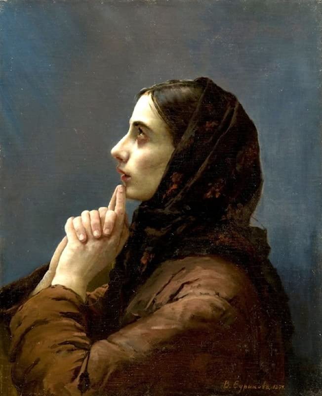 Vasily Surikov Jeune femme en prière image sur toile pour une decoration murale pleine d'émotion